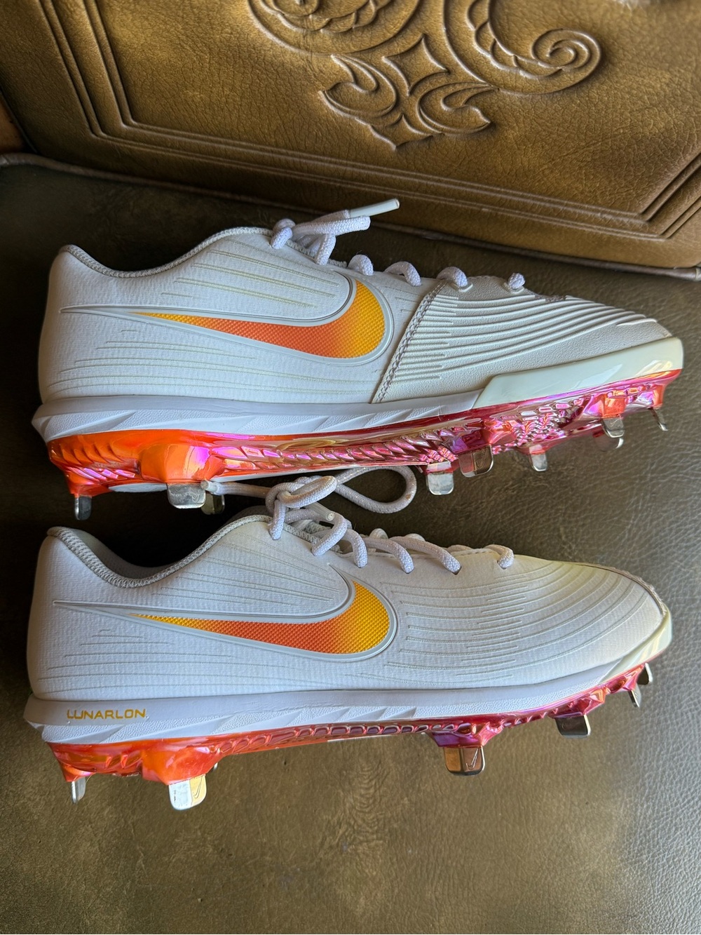 Nike Women's Lunar Hyperdiamond 3 Pro Softball Cleats Size 7.5 White & Orange